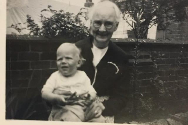 Charles Leonard Sharman with his grandson Jonathan, Jocelyn's brother.