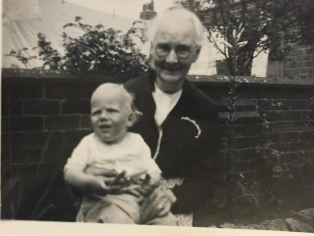Charles Leonard Sharman with his grandson Jonathan, Jocelyn's brother.