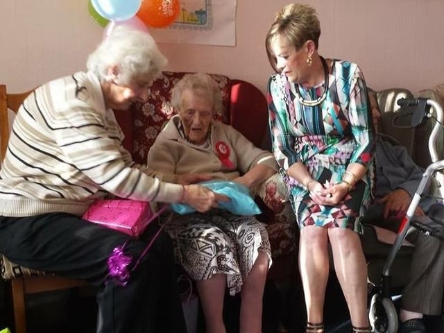 Jocelyn and her mother Betty at her 92nd birthday party.