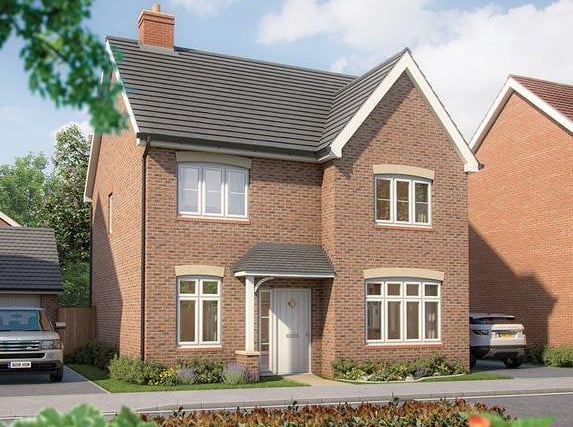 A modern take on a traditional design, this four-bedroom detached features an en-suite and built-in wardrobe to the main bedroom, an office or study option, garage and allocated parking and a 10-year NHBC Buildmark warranty. Price: £469,995