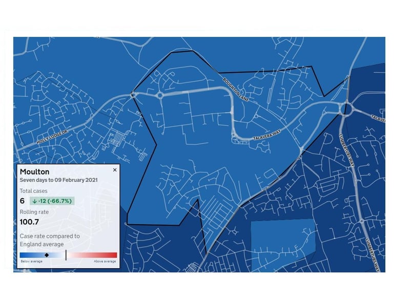 Moulton was the site of Greencore outbreak last year but now has a case rate of just over 100