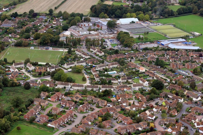 HOR 081011 Aerial photo. Steyning looking west with the Grammar school at the top. photo by derek martin ENGSNL00120111010105626