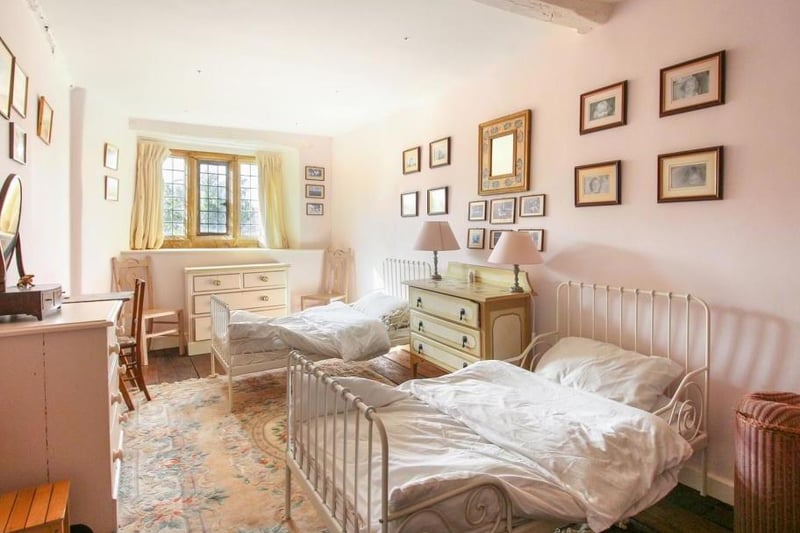 A bedroom inside the grade II listed property Abbey Lodge in Farthinghoe (photo from Rightmove)