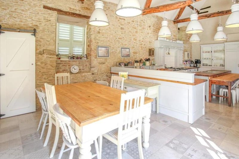 Kitchen dining area inside the Abbey Lodge in Farthinghoe (photo from Rightmove)