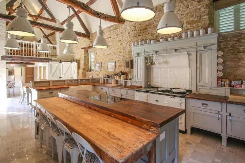 The view of the kitchen inside the grade II listed property Abbey Lodge in Farthinghoe (photo from Rightmove)