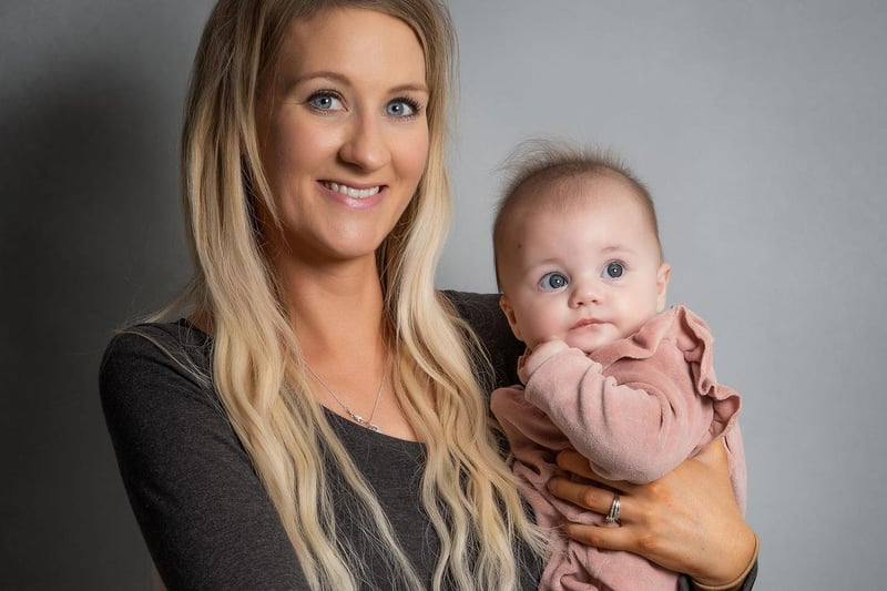 Hannah Paige with her daughter Elsa who was born in April