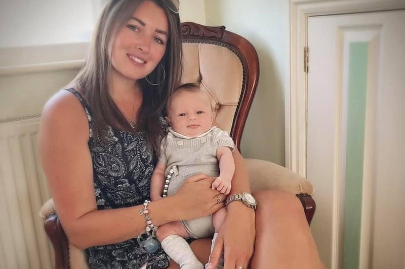 Lauren Thompson with her son Leo who was born in April