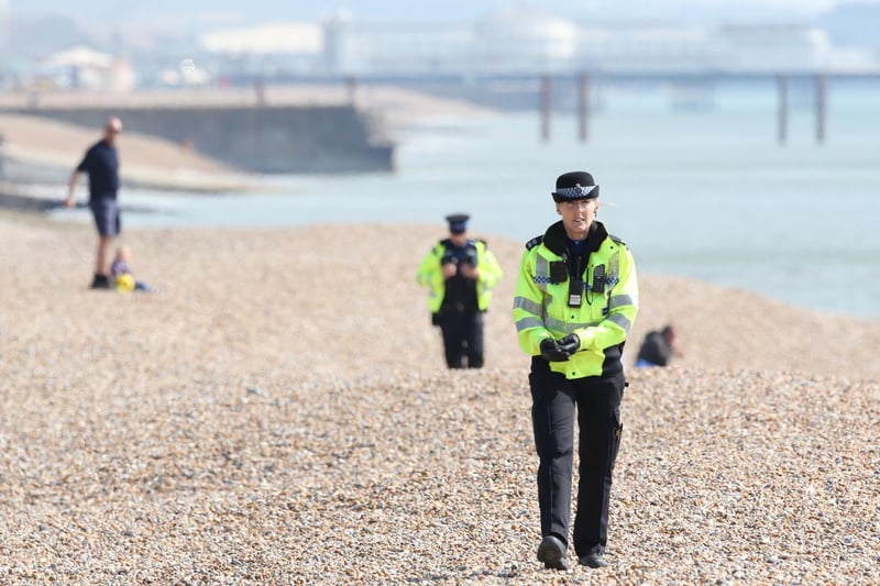 Police on the beaches in Hove