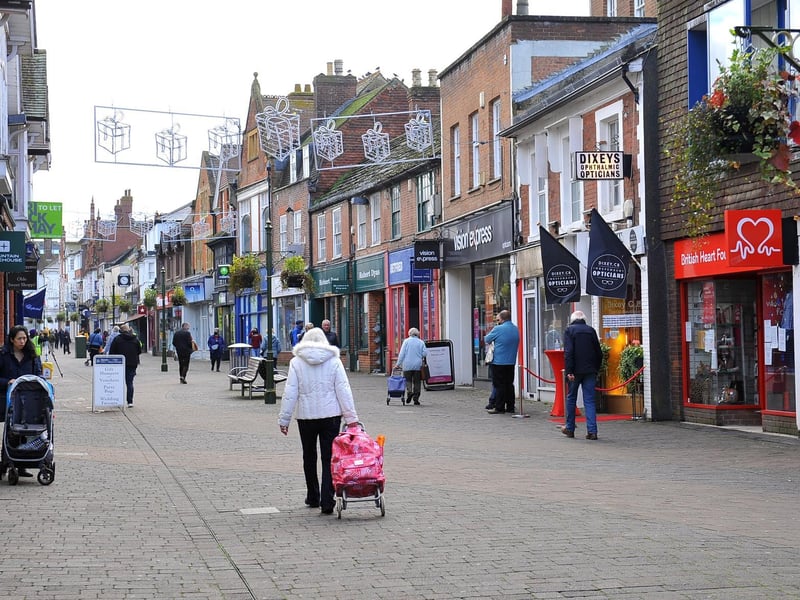 The fifth most common place people arrived in the area from was Horsham, with 331 arrivals in the year to June 2019. Pictured is Horsham high street.