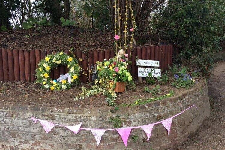 Decorations were not confined to houses as this flower bed got a new lease of life