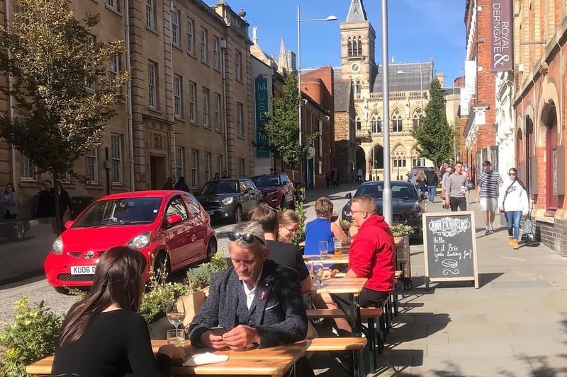 John Franklin's on the Guildhall Road in Northampton town centre have an outdoor seating area and their opening hours are 10am-5pm from Tuesday to Saturday.