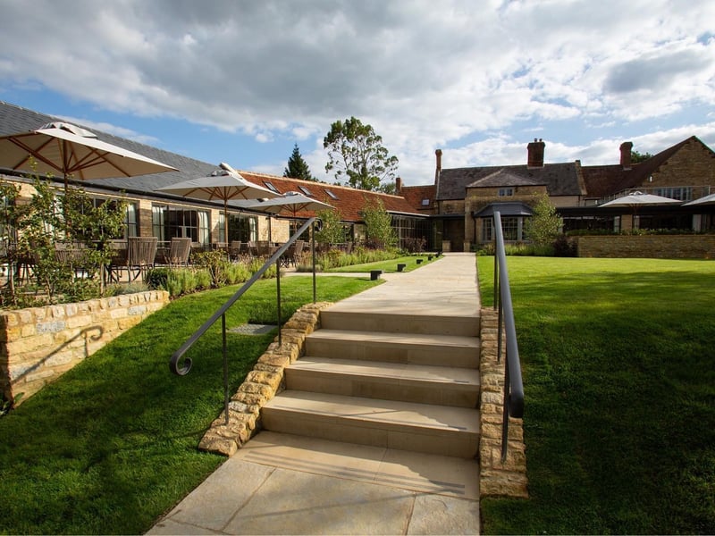 The Falcon Hotel at Castle Ashby is taking reservations for their beautiful terrace at Eyas Restaurant. They have a special outside menu, afternoon teas and evening drinks.