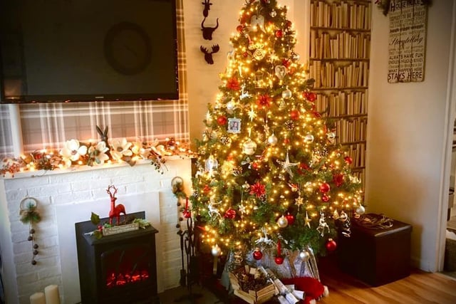 Babs Barrett shared these traditional decorations, made all the more festive with a cosy log burner