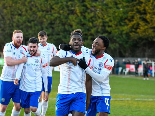 Nathan Tshikuna takes the congratulations after he scored Diamonds' second goal