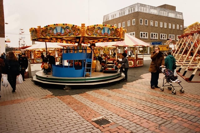 A funfair in the town centre in 1995