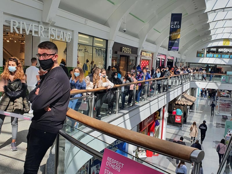 keen shoppers have formed large queues at Churchill Square, with the Debenhams department store providing particularly popular