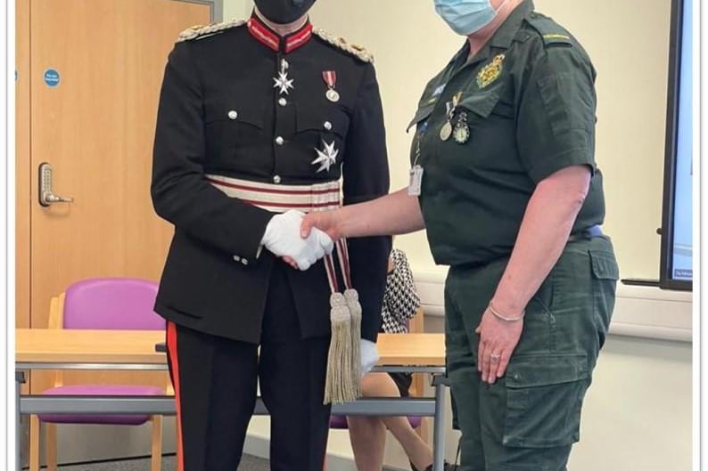 Anna May, Advanced Ambulance Technician, Brighton, was presented with a Queen’s Ambulance Service medal for long service and good conduct (20 years)