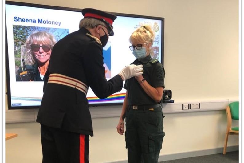 A Queen’s Ambulance Service medal for long service and good conduct (20 years) was given to Sheena Moloney, a Brighton paramedic