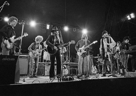 The Beach Boys came to Lincolnshire from California. From left to right: Blondie Chaplin, Ed Carter, Al Jardine, Carl Wilson, and Mike Love. The act before them was Monty Python’s Flying Circus! (Photo by Michael Putland/Getty Images)