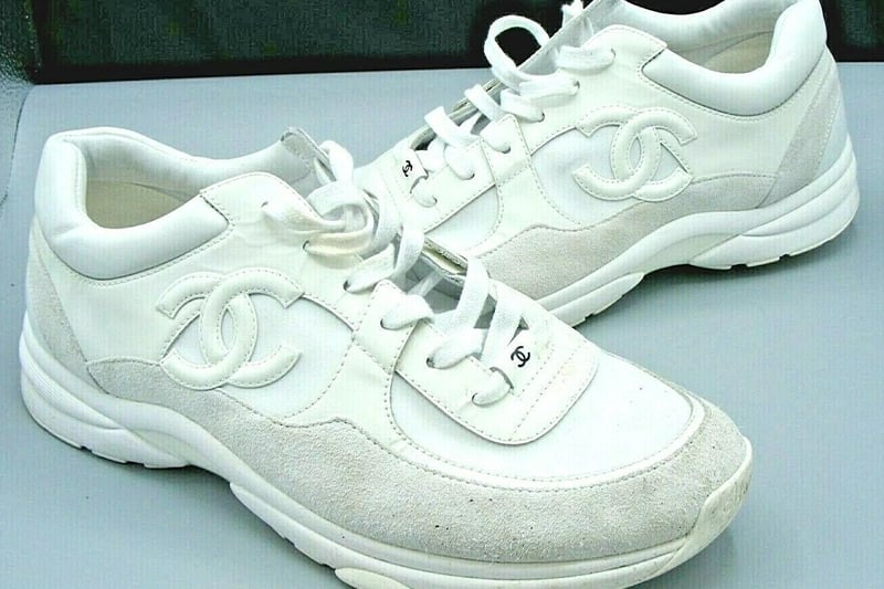 Chanel Cloth low trainers, white, size 101⁄2 / 45. Worn but in excellent condition. Ends Sunday. Current bid: £100.00