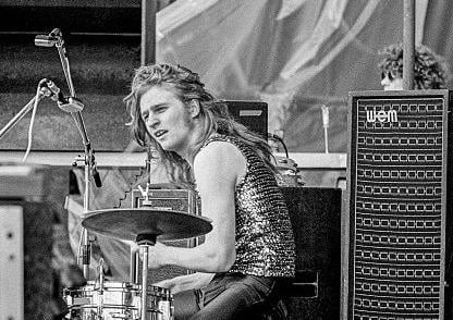 Paul Thompson of Roxy Music performing. (Photo by Brian Cooke/Redferns)