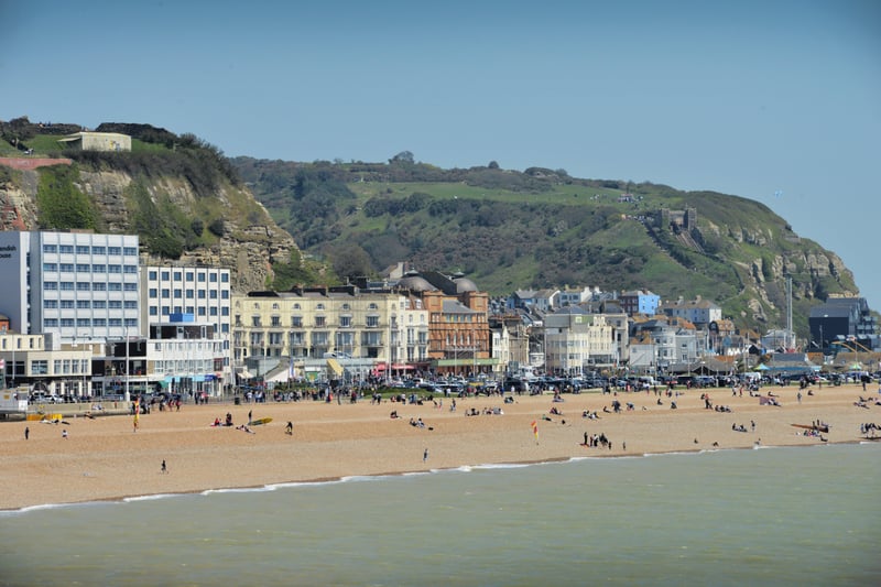 Hastings beach is a mix of sand, shingle and soaring cliffs.