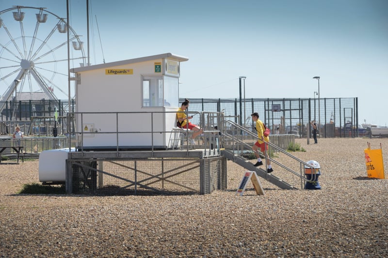 Lifeguards on duty at Pelham Beach in Hastings. Picture: Justin Lycett