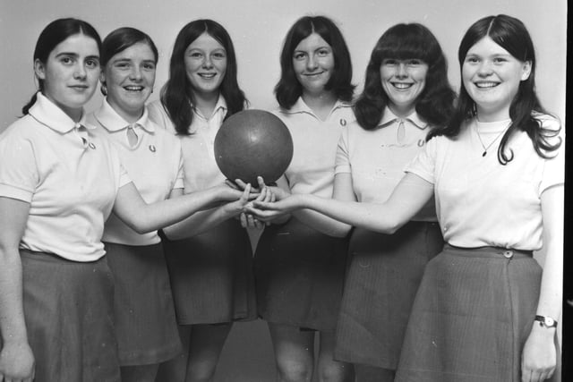 1969 - The St Mary's Secondary School Past Pupils' team which won the NW Sperrin Netball League. From left are Ray Donnelly, Margaret Doherty, Geraldine Brady, Veronica Fitzpatrick, Ann Stewart and Mary Doherty.