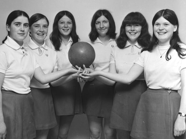 1969 - The St Mary's Secondary School Past Pupils' team which won the NW Sperrin Netball League. From left are Ray Donnelly, Margaret Doherty, Geraldine Brady, Veronica Fitzpatrick, Ann Stewart and Mary Doherty.