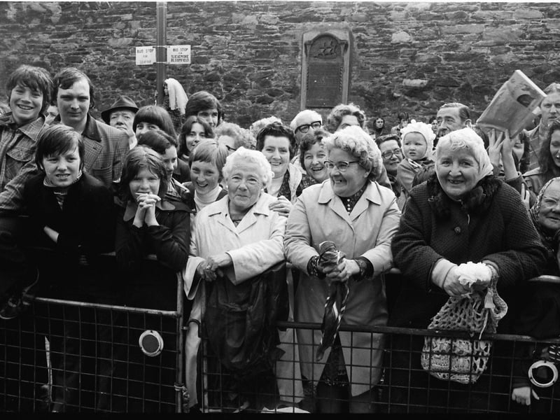 The crowd which gathered at Guildhall Square to greet the civic parade.