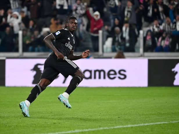 Moise Kean of Juventus FC celebrates a goal during the Serie A match between Juventus and SS Lazio on November 13, 2022 in Turin, Italy. (Photo by Stefano Guidi/Getty Images)