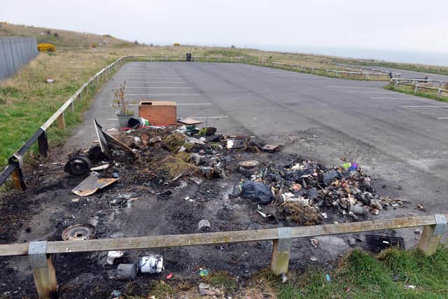The aftermath of a rubbish blaze at Nose's Point in Seaham.