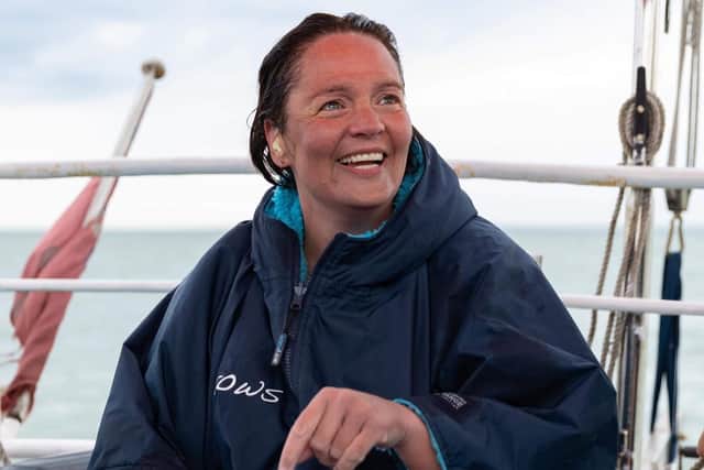 The 40-year-old became the first British deaf woman to complete the swim.