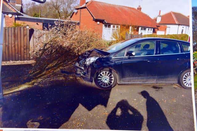 Peter White's car was damaged after a tree fell onto it following a crash involving a HGV on Durham Road.