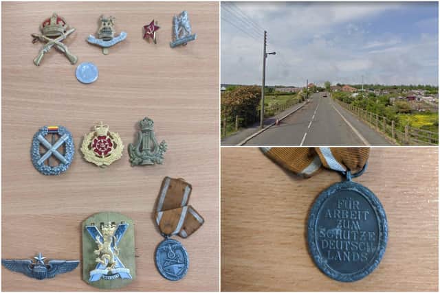 Durham Constabulary has issued these images in the hope of finding out if the medals are stolen. They were found inside a car in East Moor Lane last December - image copyright Google Maps.