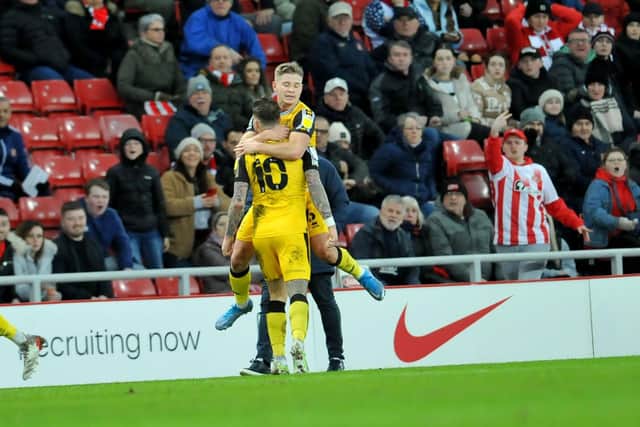Chris Maguire celebrates a goal at the Stadium of Light earlier this year.