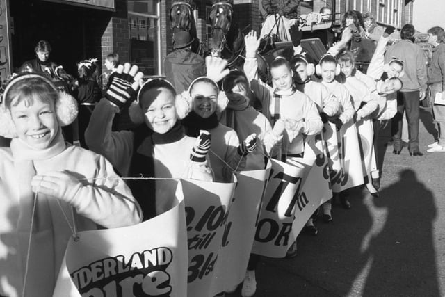 Some of the young dancers who took part in the Sunderland Empire's panto Humpty Dumpty and staged a parade on this day in 1986.