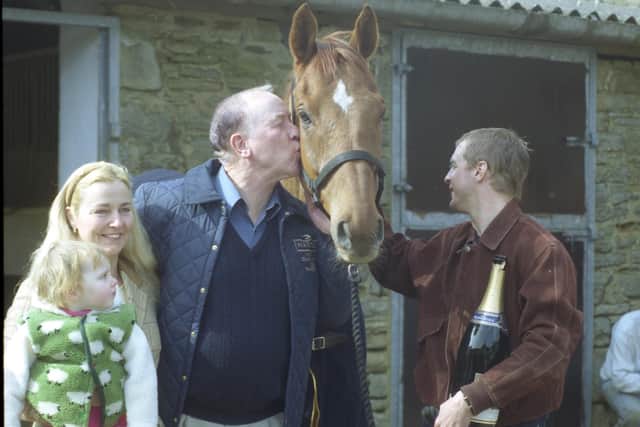 Grand National winner Red Marauder was pictured on his return home to Sunderland in 2001 with Norman Mason, wife Dorothy, daughter Claudia and jockey Richard Guest in the picture.