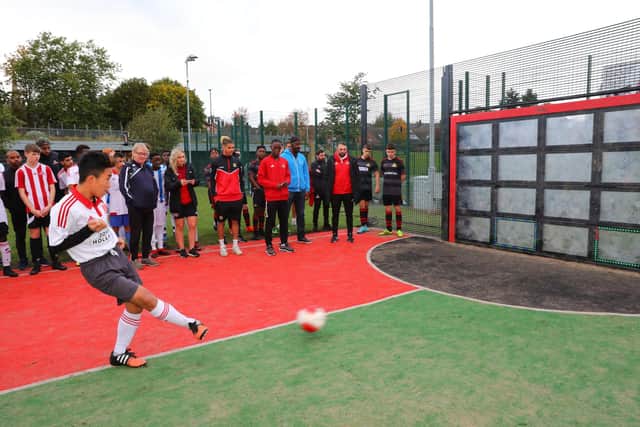 A Sutu Interactive Football Wall at Lowfield Park in Sheffield