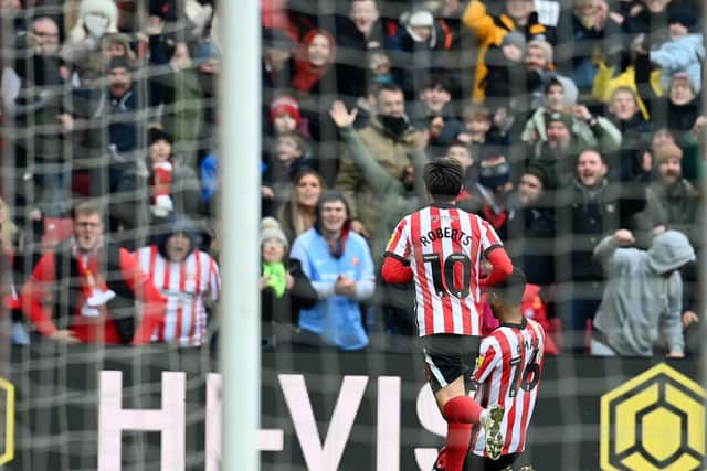 Amad celebrates his goal for Sunderland