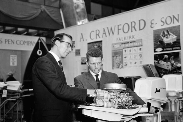 The Crawfords Outboard Motors stand at a holiday exhibition held in Waverley Market in February 1963.