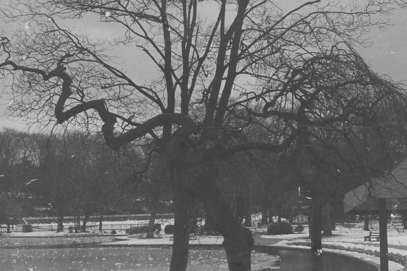 The lake in Ward Jackson Park on a wintry day in 1970.  Photo: Hartlepool Library Service.