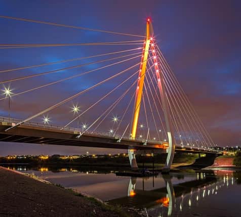The Northern Spire bridge is one of seven landmarks to be lit up red to raise awareness of the importance of CPR training and community access to defibrillators.