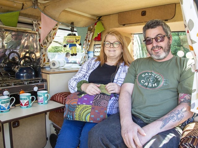 Lorna Brady and David Walker in their VW T25 camper Van.