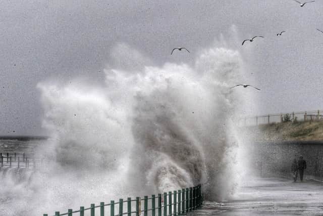 Braving the elements in Sunderland. Picture: NNP.