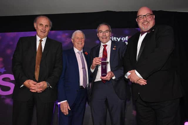 The Overall Business of the Year award went to Nissan, and was collected by Dick Malone, Jimmy Montgomery and Steve Davison. It was presented by Coun Graeme Miller, Leader of Sunderland Council.