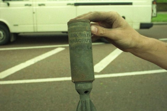 This mortar bomb from the Second World War was found in the attic of a house in Queen Alexandra Road 30 years ago.