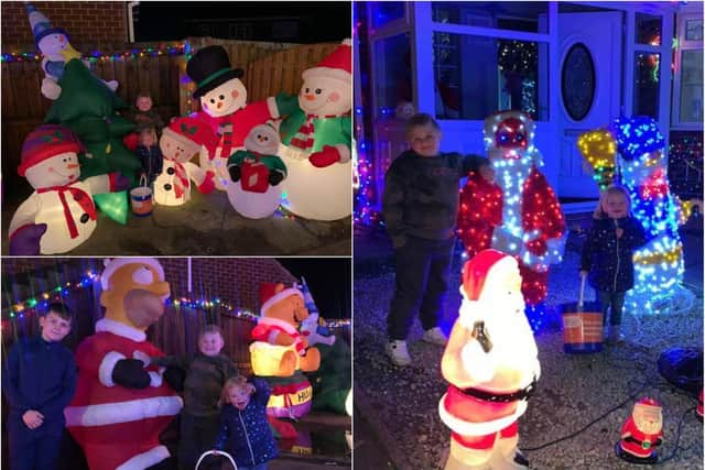 Will, his sister Rosie and Neil's son Dexter all enjoying the Christmas display.
