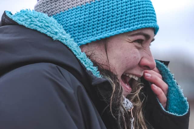 Becca Harvey's ice mile at Loch Insh helped her to fight PTSD. Picture by Rachel Sarah.