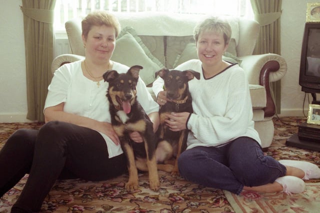 These look-a-like dogs made the news in 1998 in Sunderland and they are pictured with Michaela and her mother, Elizabeth Dent.